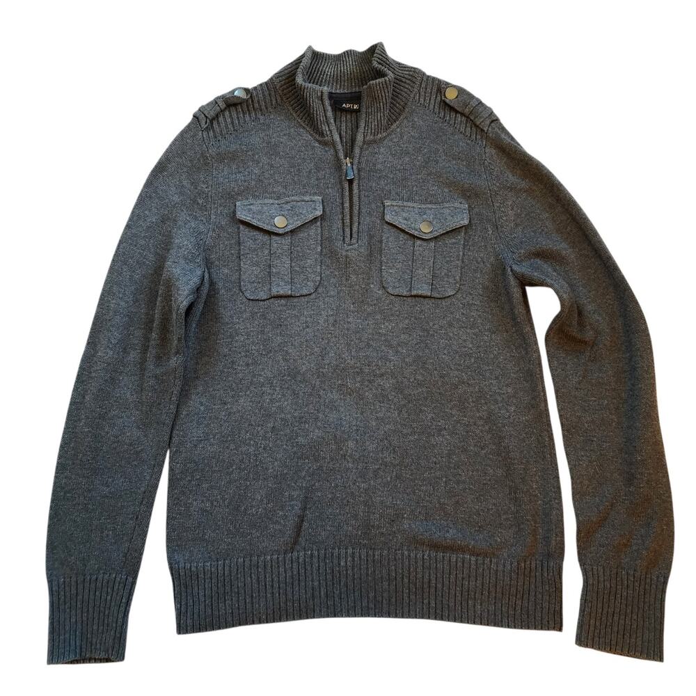 Apt 9 Womens Pullover Tunic Sweater Size S Gray 1/4 Zip Mock Neck Pockets - Picture 4 of 13